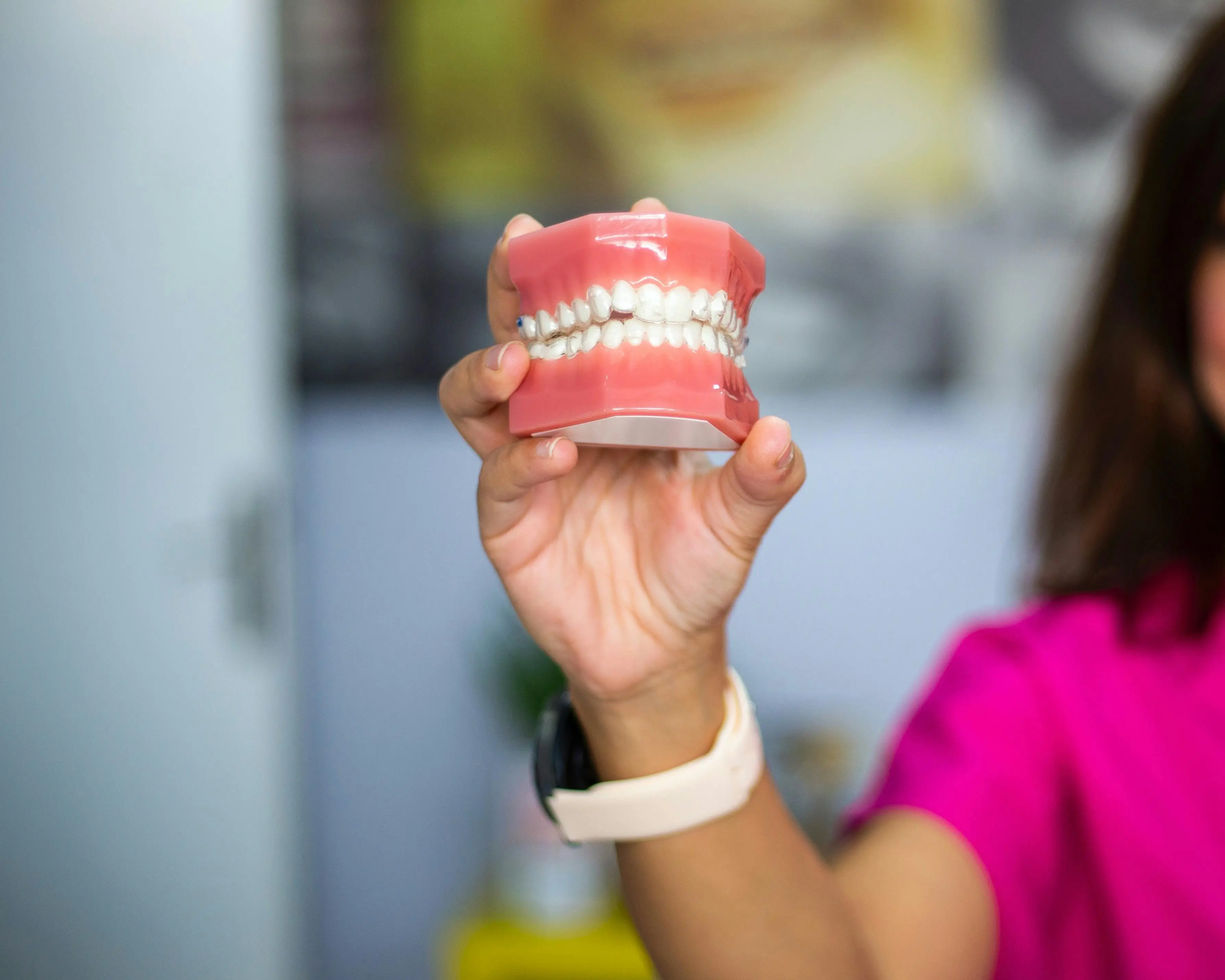 Patient caring for their new dentures